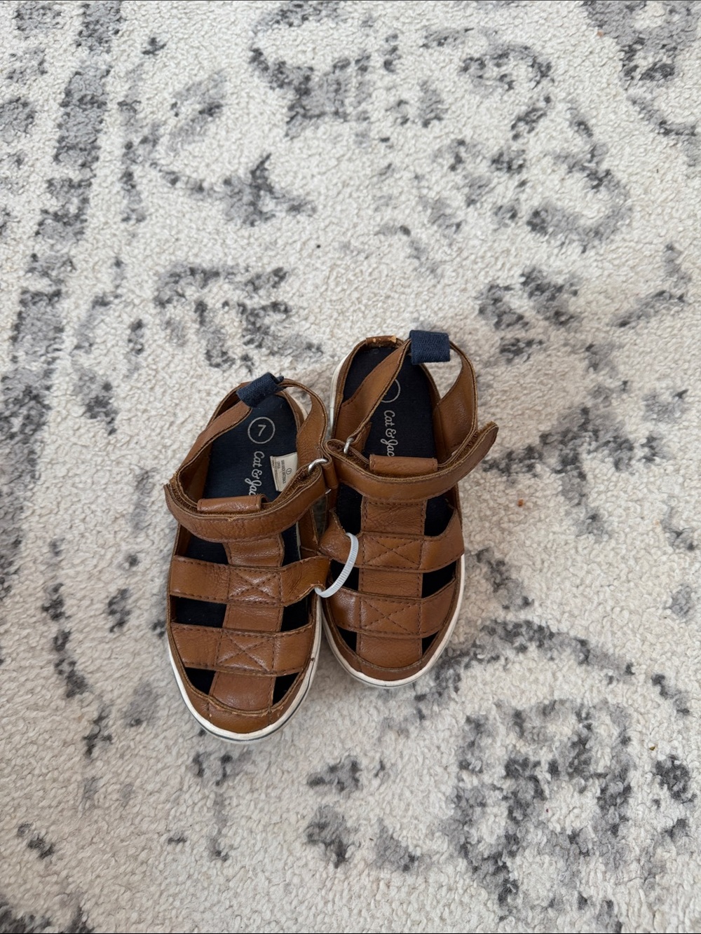 Cat & Jack Brown Closed-Toe Hook-and-Loop Kids Sandals